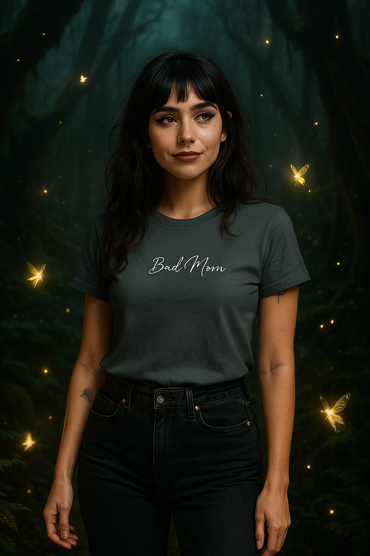 Klassisches T-Shirt mit Rundhalsausschnitt "Bad Mom"
